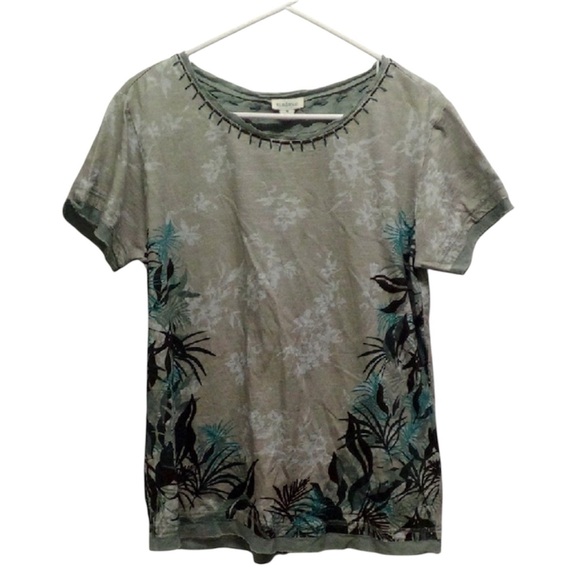 Sundance Tops - Sundance Green Floral Short Sleeve Shirt